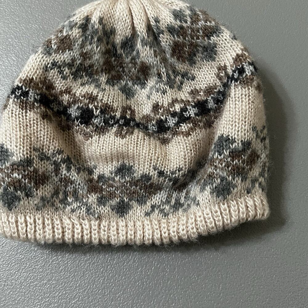 Vintage Aris Slouchy Winter Beanie. Beige. Made In USA